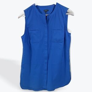 Talbots Cobalt Blue Sleeveless Buttoned Tank Blouse Medium